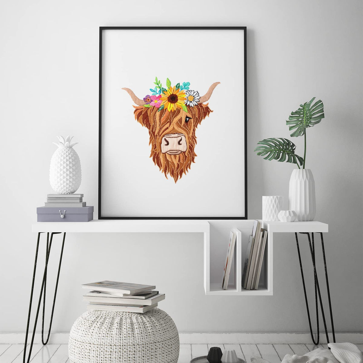 Louise Maelys Animal Embroidery Kits for Beginners with Highland Cow Pattern,Needlepoint