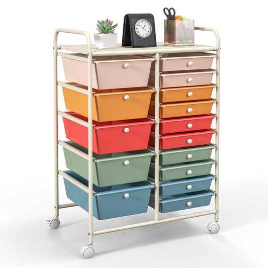 15-Drawer Storage Cart, Macaron Color