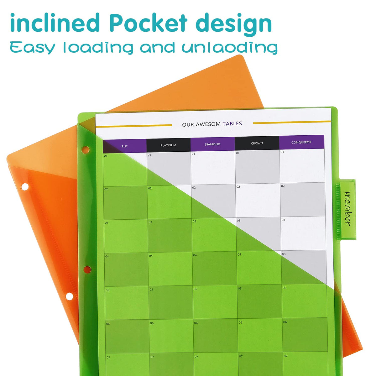 Plastic Binder Dividers with One Front Pocket and Tab Binder Divider for 3 Ring Binder, Multicolor, 10 Pack