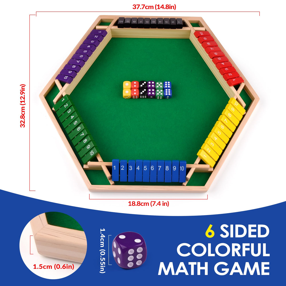 Shut The Box Dice Game, Traditional Wooden