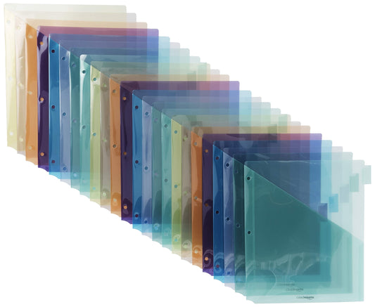 Tab Dividers for 3 Ring Binder, Two Pocket, Letter Size, Assorted Colors, 24 Count