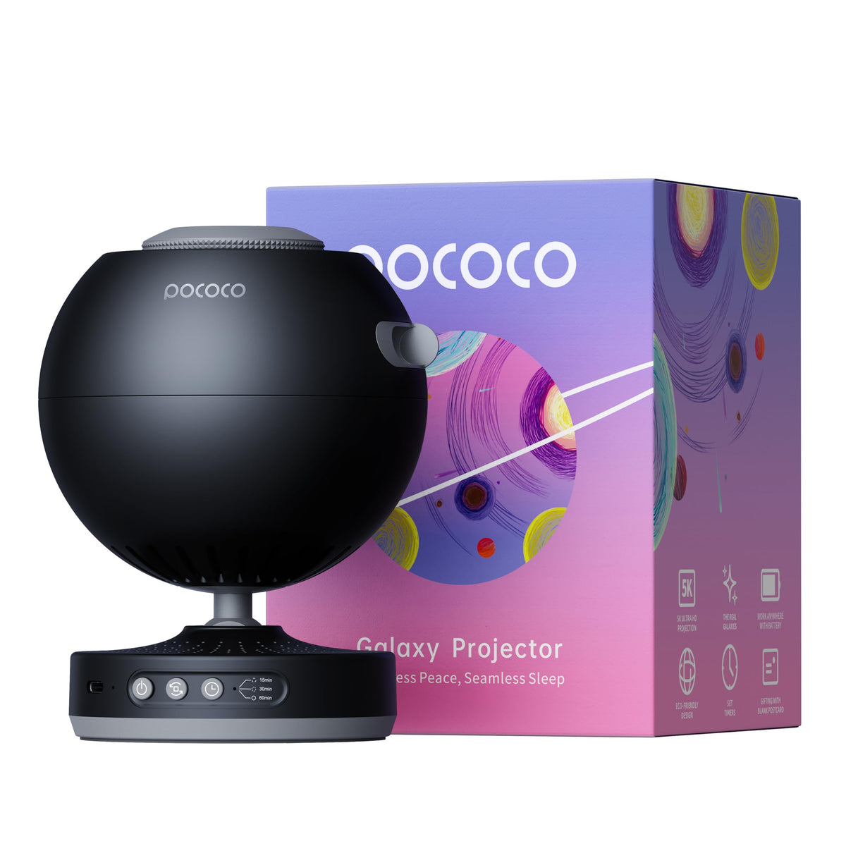 POCOCO Galaxy Star Projector for Bedroom with Replaceable Optical Film Discs