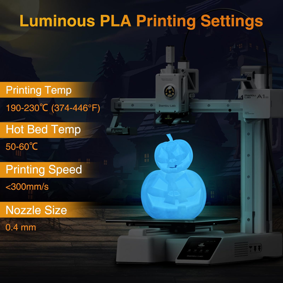 PLA Glow in The Dark Filament Bundle | 4-Pack(250g per Spool, 1Kg Total) |
