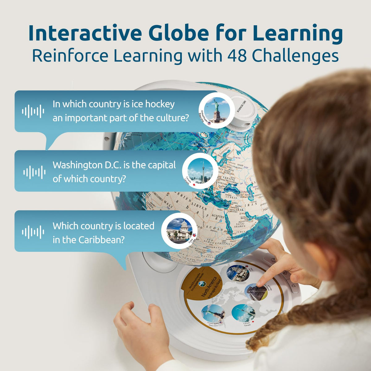 Science Can- Openable Globe for Kids, 8 Inch Interactive World Globe, Talking Model with Knowledge & Quiz Mode, Bilingual