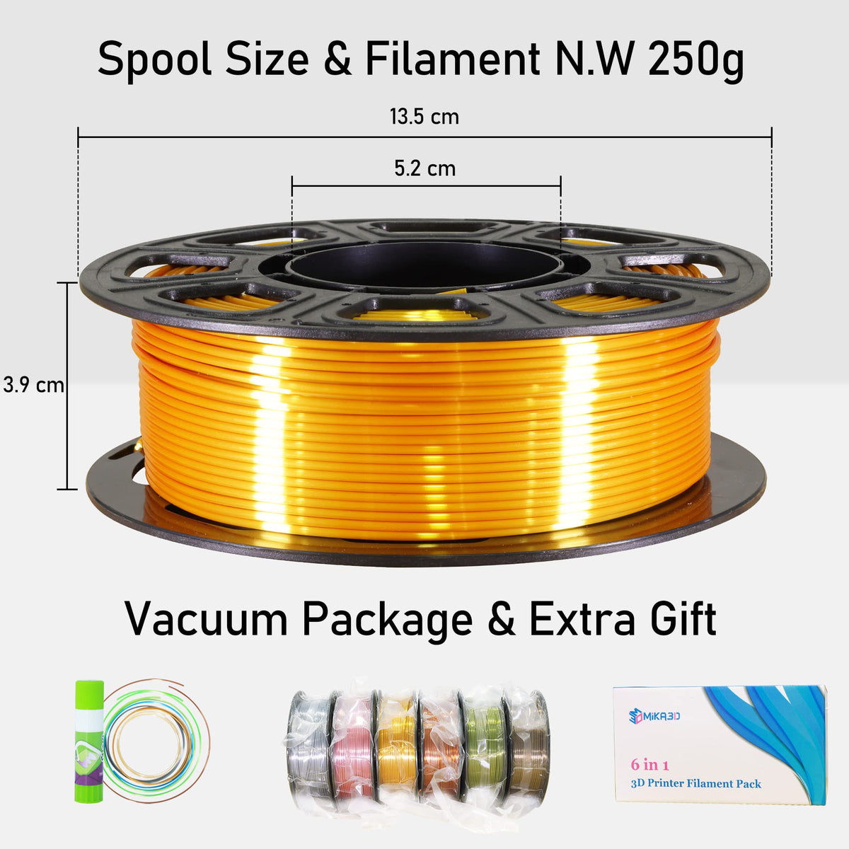 6 Spools 1.75mm Silk PLA 3D Printer Filament Bundle, 6 Metallic Shiny Colors