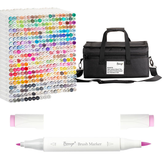 366 Colors Dual Tip Alcohol Markers Set, Brush and Fine