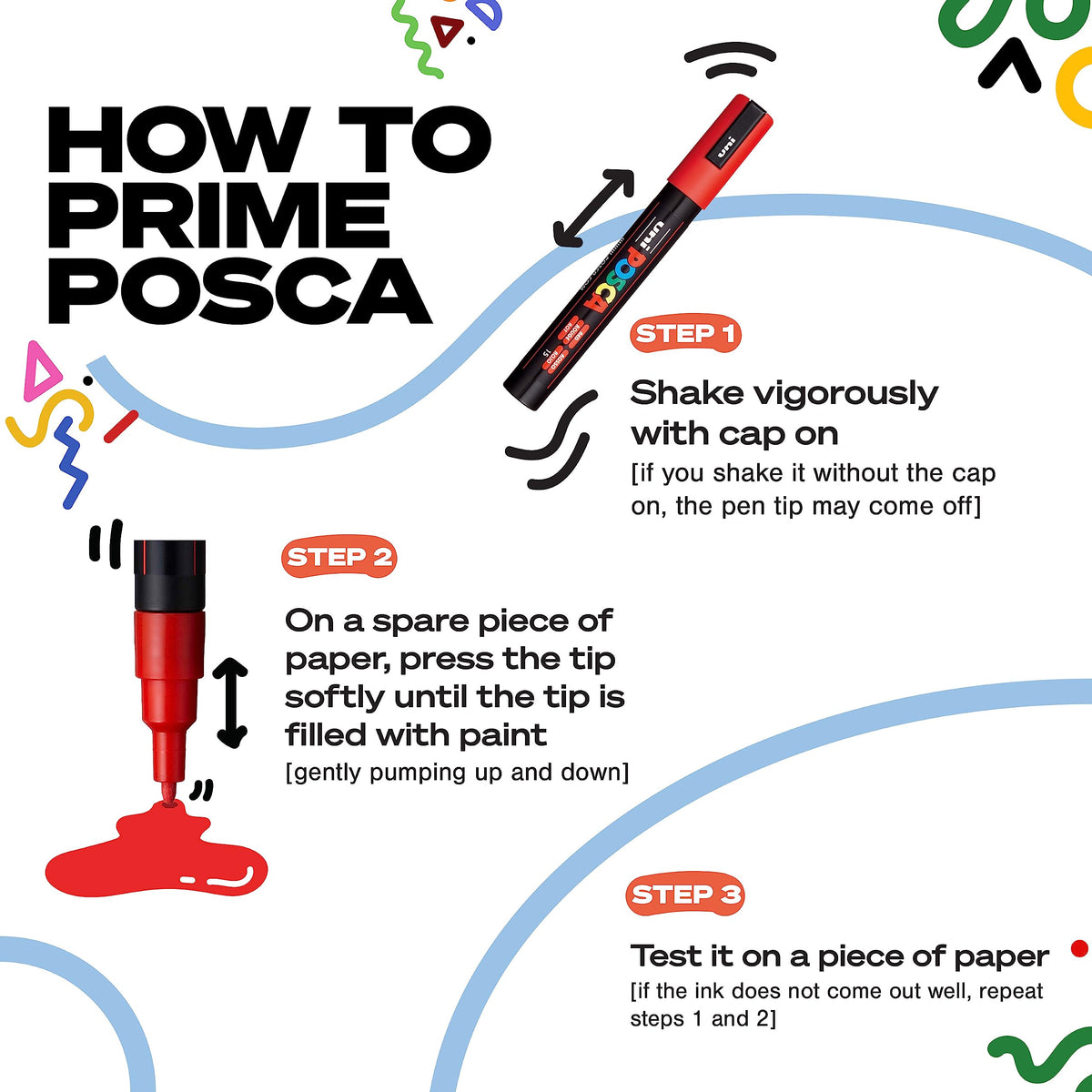 posca Markers Set, 8 Medium Paint Markers 5M – Soft Tones – White, Sunshine Yellow, Apricot, Light Pink, Coral Pink, Lavender, Light Blue, Aqua Green