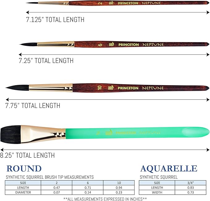 Princeton Neptune 4750 Series 4pc Watercolor Brush Set