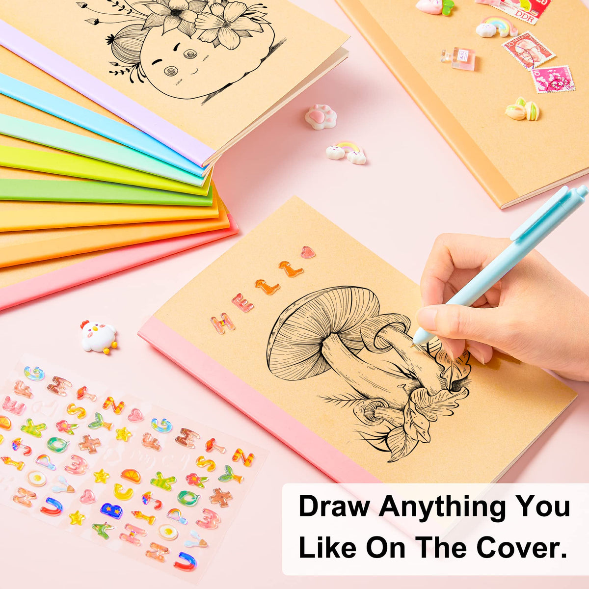 16 Pack Composition Notebook, 60 Pages, 8.3”x 5.5”, A5, 8 Pastel Colors