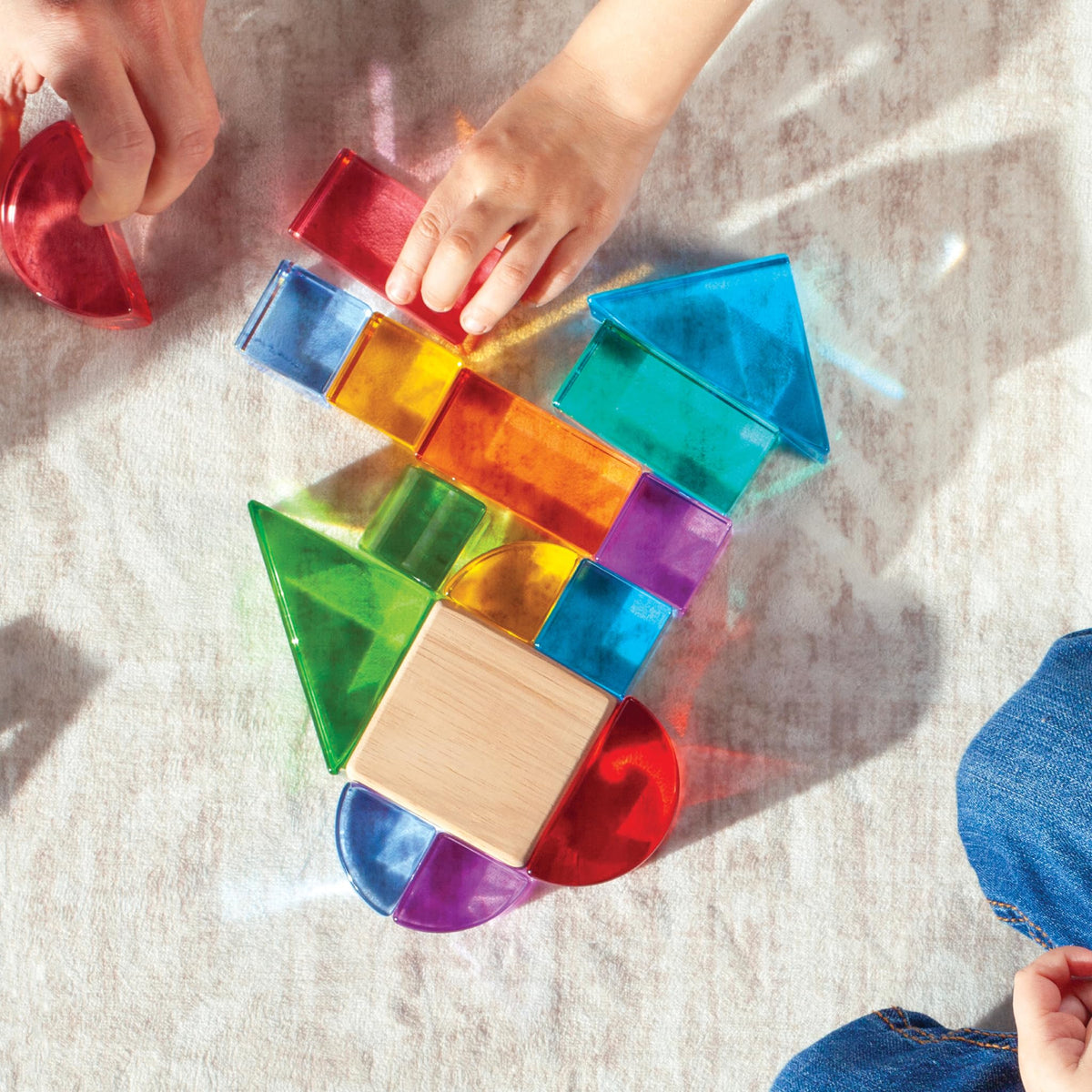 Guidecraft Acrylic Rainbow Unit Blocks - Foundation Set