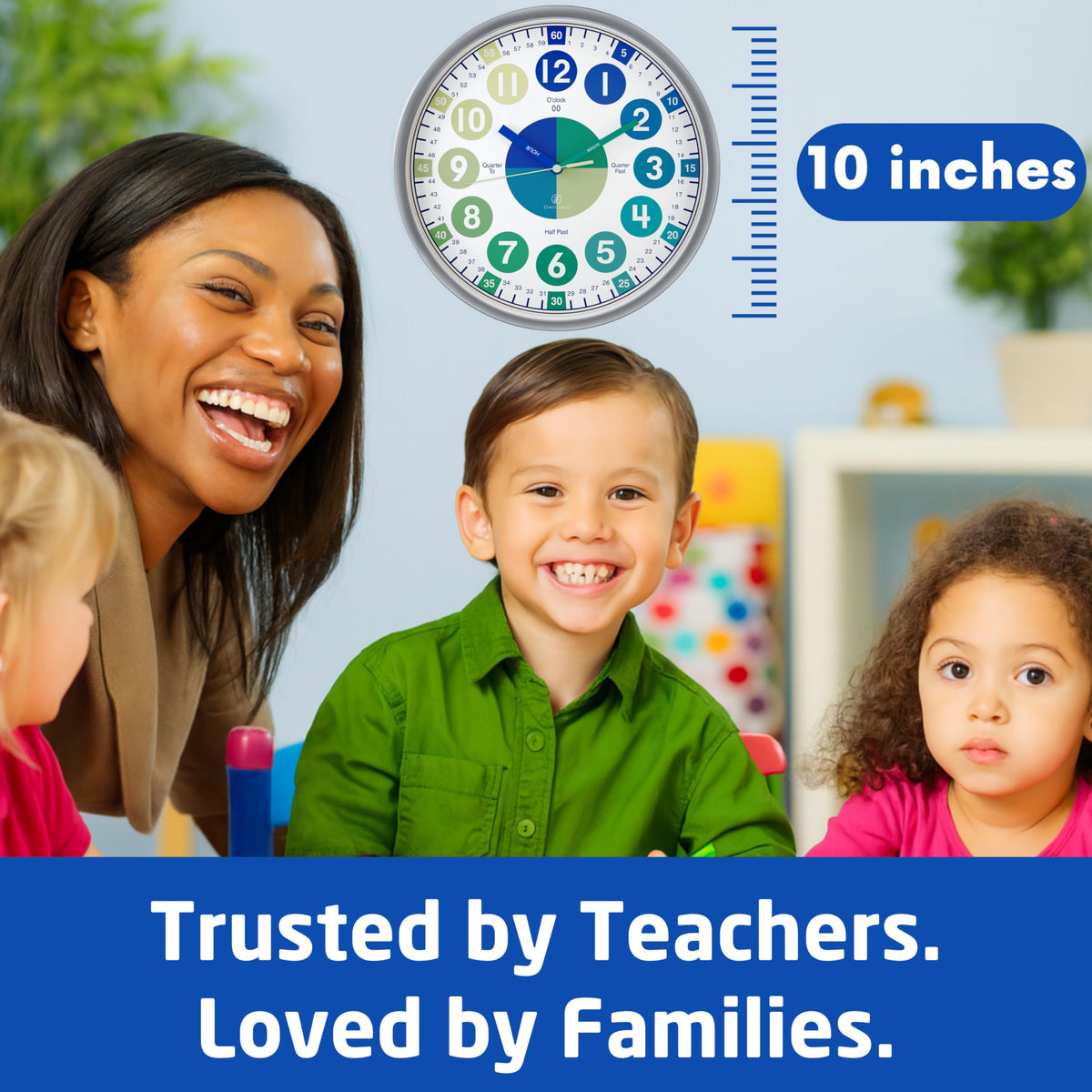 Clock for Kids – Educational Analog Learning Wall Clock, Non Ticking