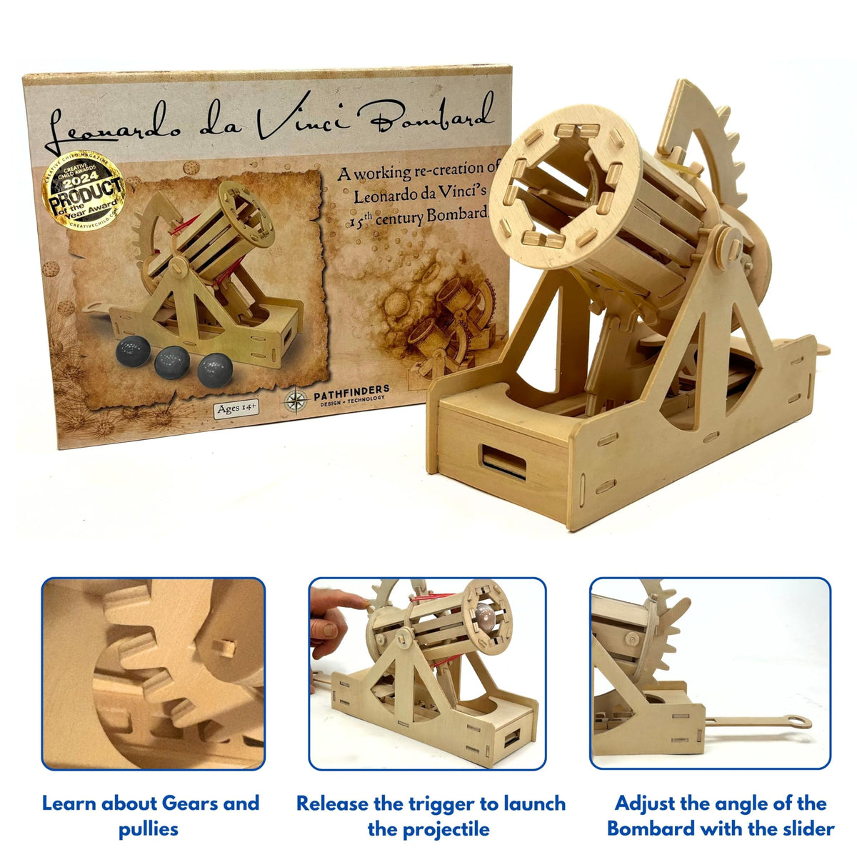 PATHFINDERS STEM Kit – Leonardo da Vinci Bombard- Build Your own Cannon- Science kit