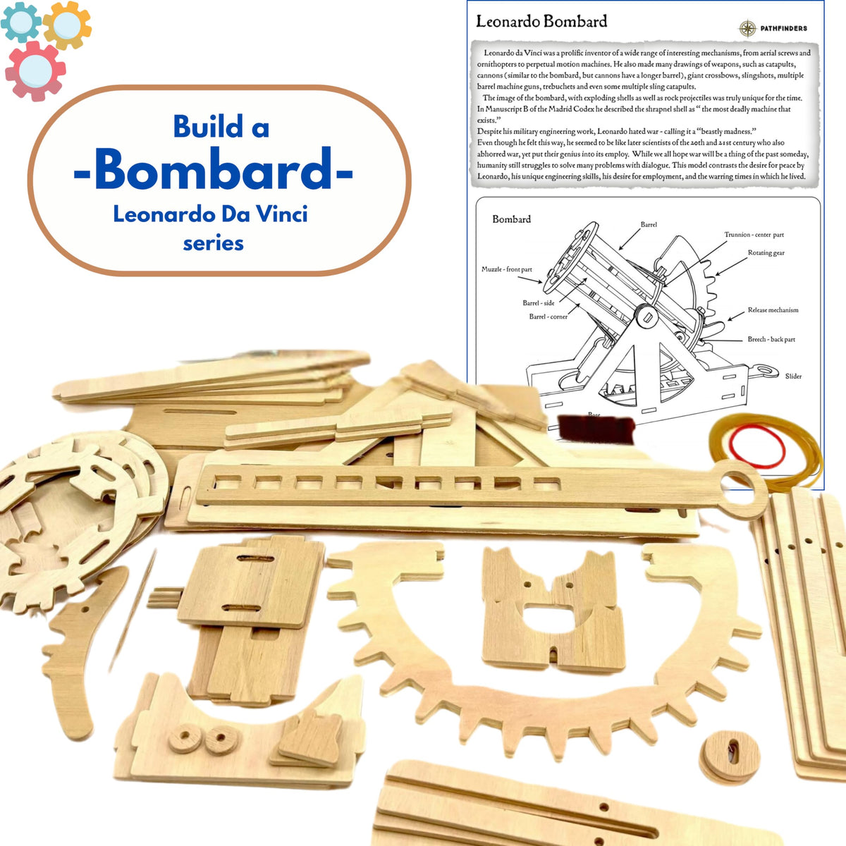 PATHFINDERS STEM Kit – Leonardo da Vinci Bombard- Build Your own Cannon- Science kit