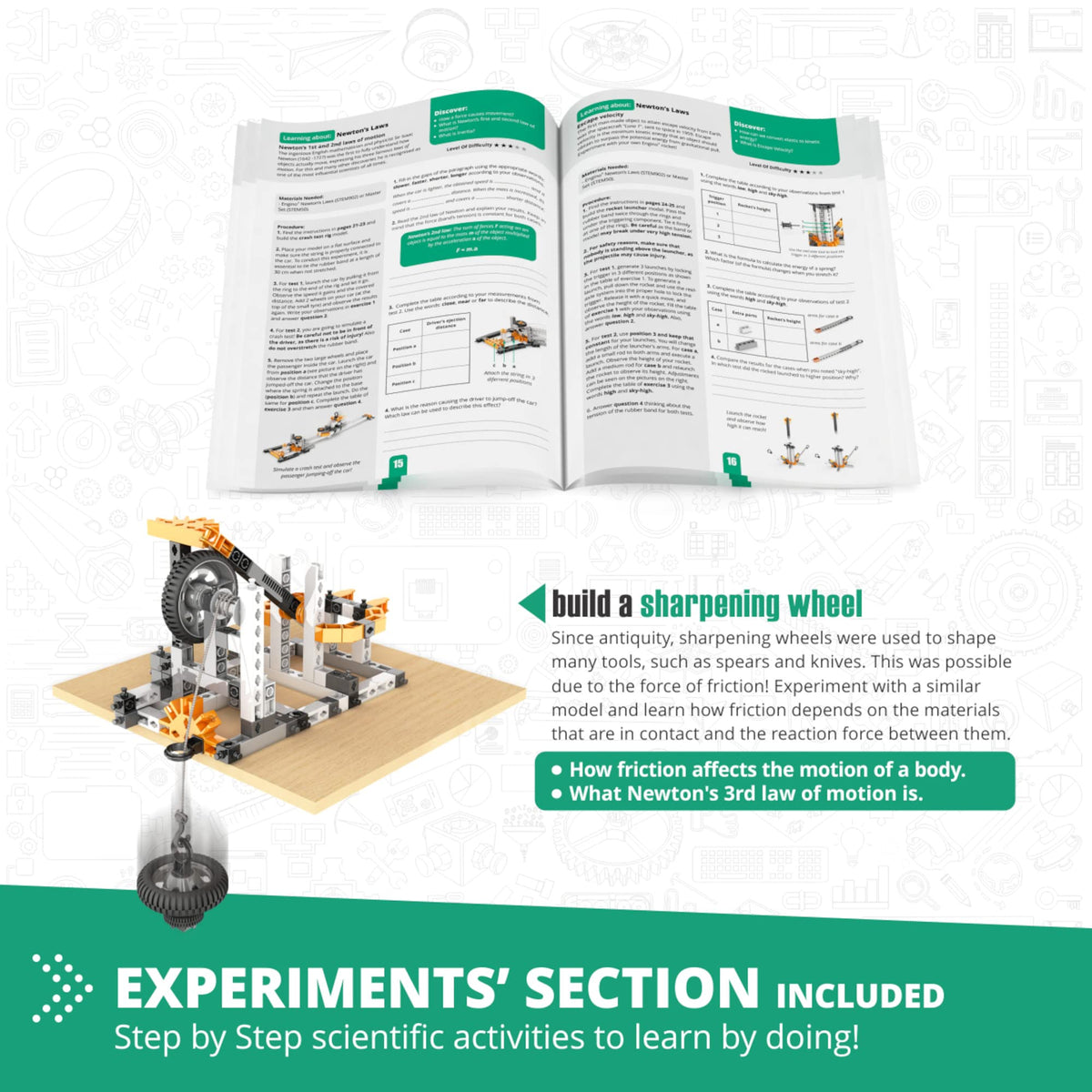 Engino STEM Toys, Physics Laws: Inertia, Friction & Circular Motion, Engineering Kit