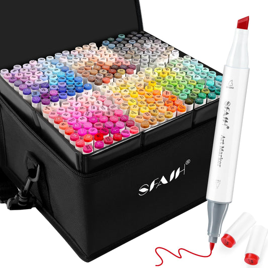 SFAIH Alcohol Markers Fine & Chisel - 321 Colors Dual Tip Coloring Markers