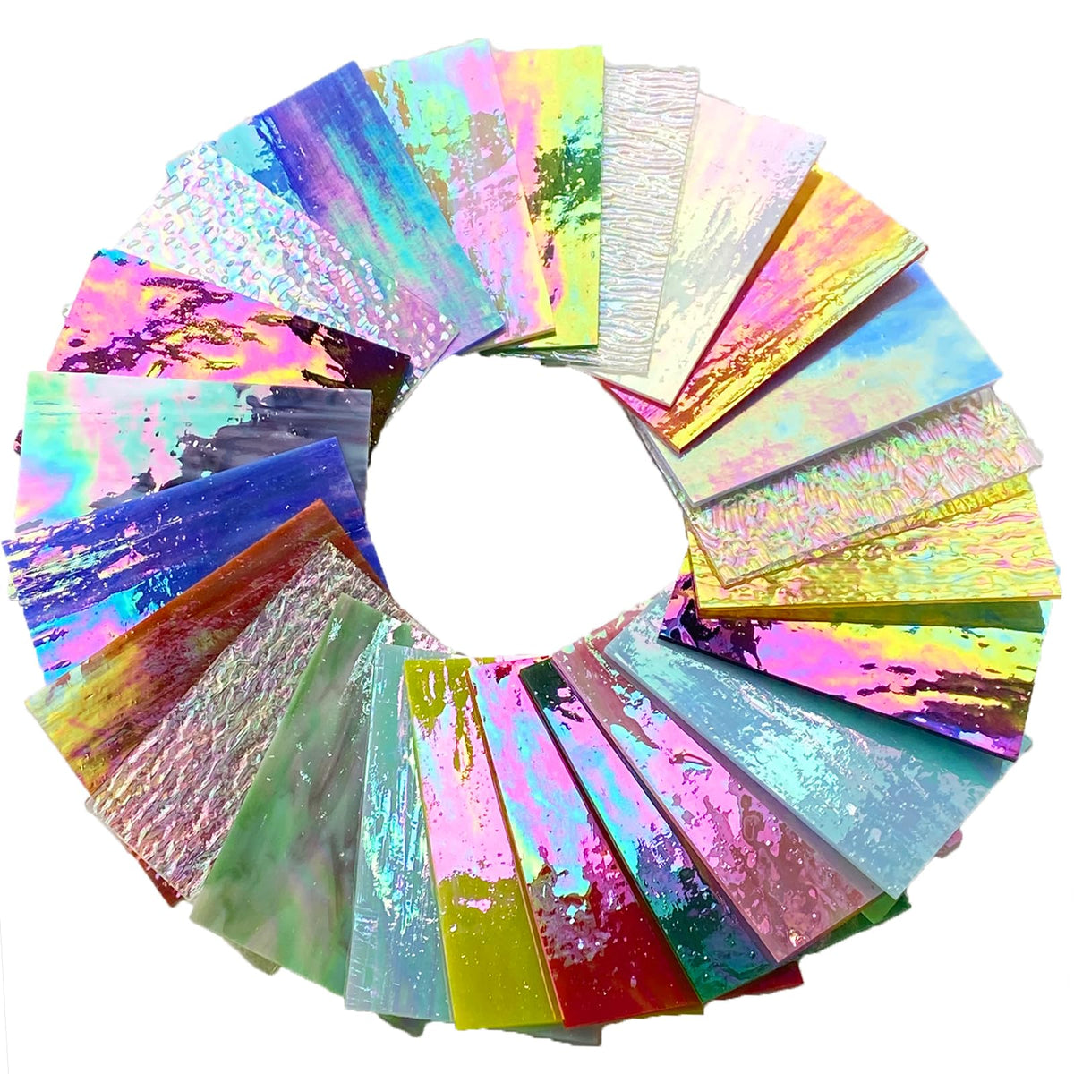 24 Sheets Iridescent Stained Glass Sheet Variety Pack