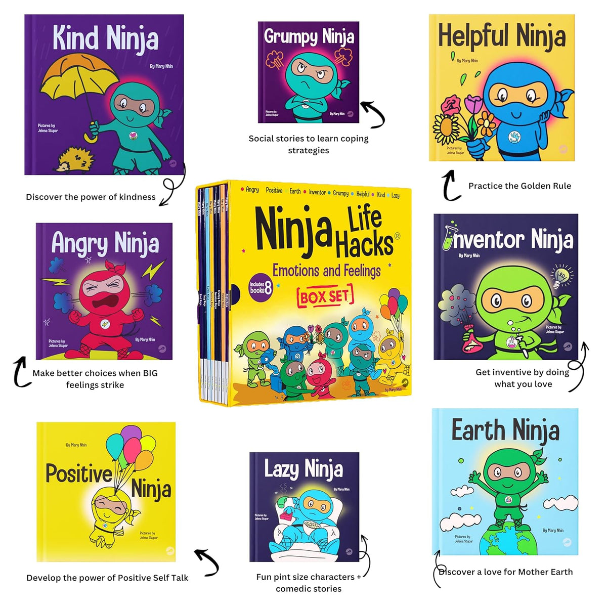 Ninja Life Hacks Emotions and Feelings 8 Book Box Set- paperback