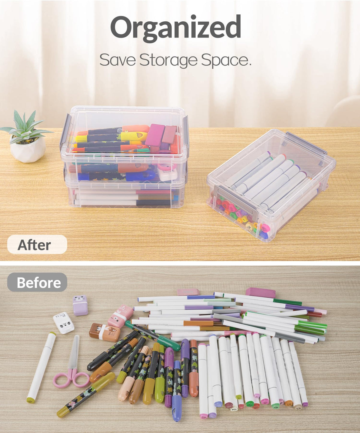 Clear Organizer Plastic Containers with Lid- 6 pack