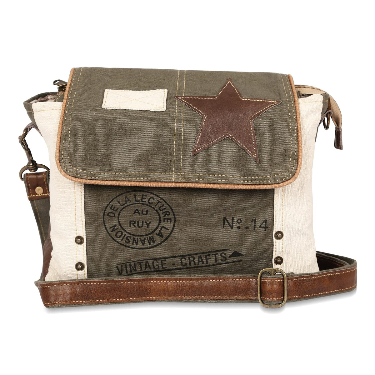 Vintage crafts Leather Star Shoulder Bag adjustable leather handle