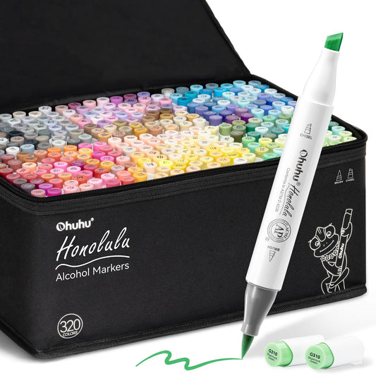 Ohuhu Alcohol Markers Brush Tip - 320-color Double Tipped Art Sketch Marker