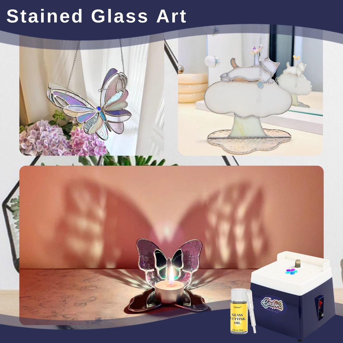 Stained Glass Grinder, Mini Glass Grinder Machine with 5/8" & 1" Grinder Bits,
