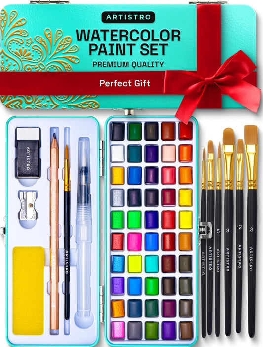 50 Watercolor Paint Set - Portable Paint Kit
