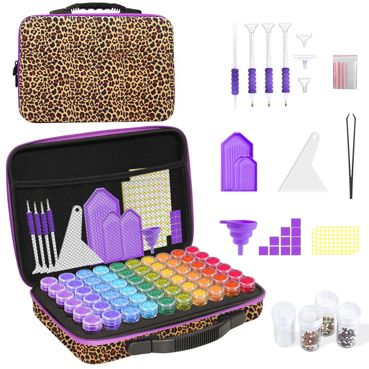 Diamond Painting Storage Case, 60 Slots Diamond Art Kits with Accessories