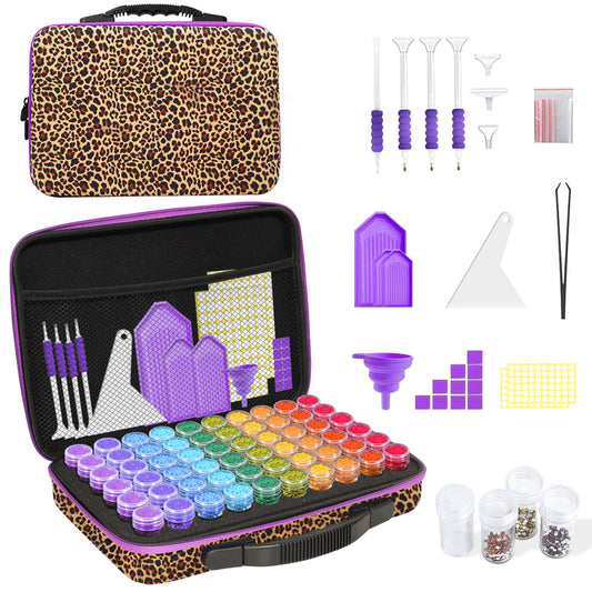 Diamond Painting Storage Case, 60 Slots Diamond Art Kits with Accessories