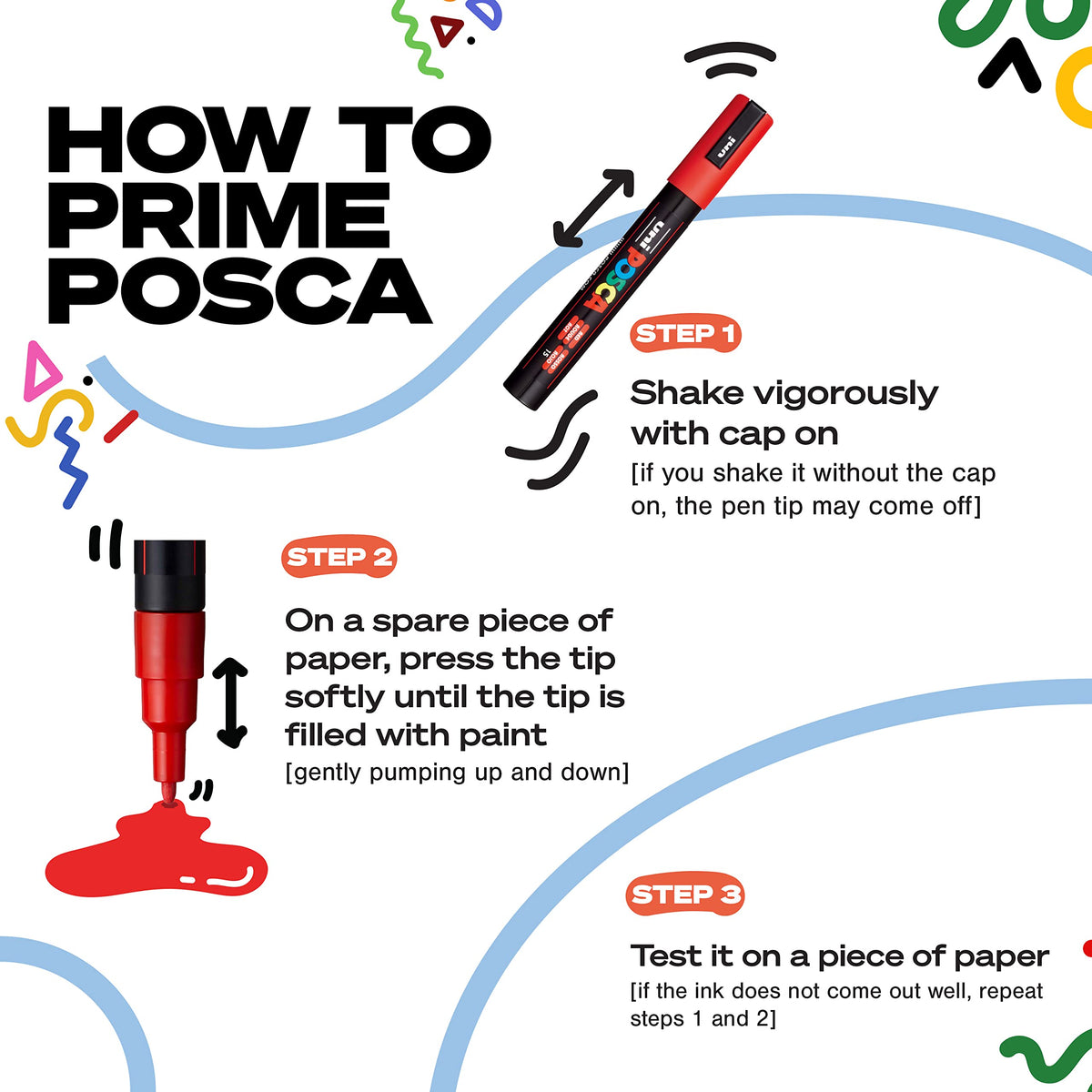 posca Markers Set, 8 Medium Paint Markers 5M – Earth Tones – Grey, Ivory, Ochre, Green, Navy Blue, Brown