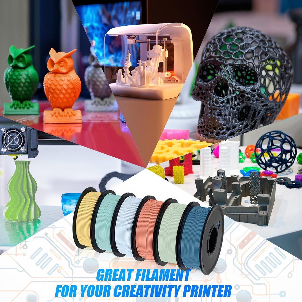 3D Printer Filament PLA Bundle 1.75mm (1.5 kg,Pastel Color)