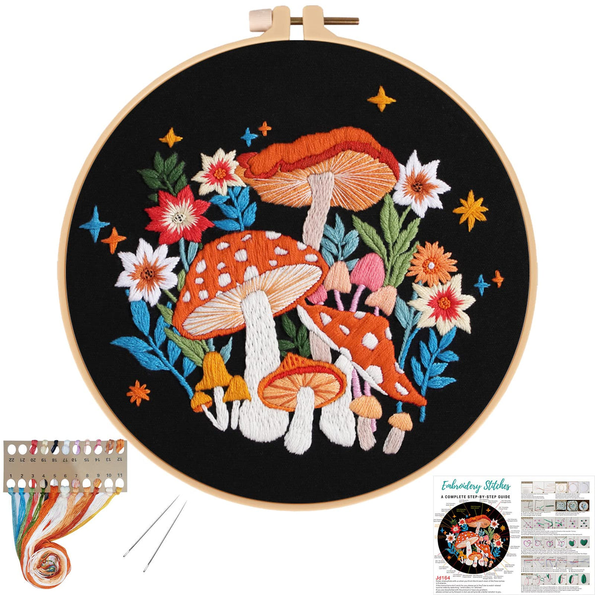 Louise Maelys Mushroom Embroidery Kits for Beginners with Art Night Pattern,  Needlepoint