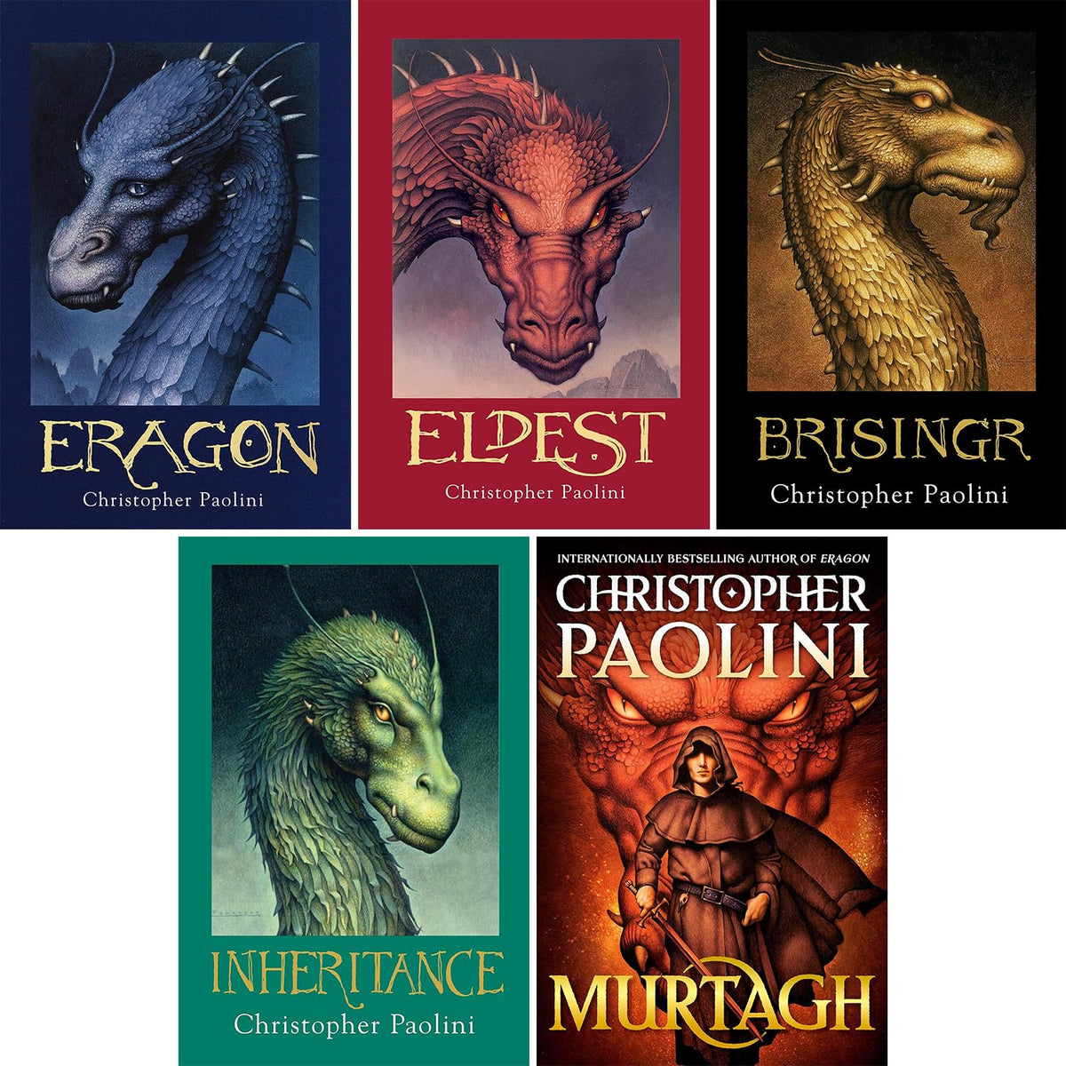 The Inheritance Cycle series, Set of 5 Books. Eragon, Eldest, Brisingr, Inheritance and Murtagh: The World of Eragon- hardcover