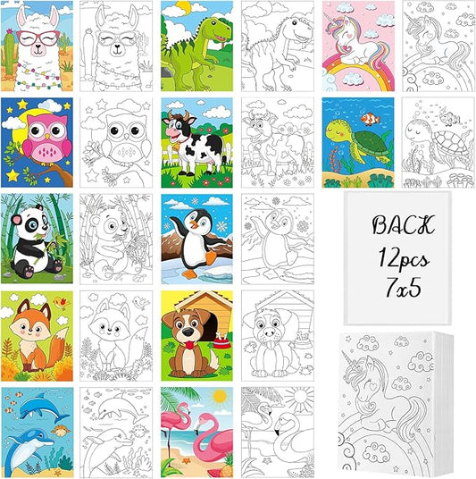 Pre Drawn Canvas for Painting- 12 Pcs- 5x7