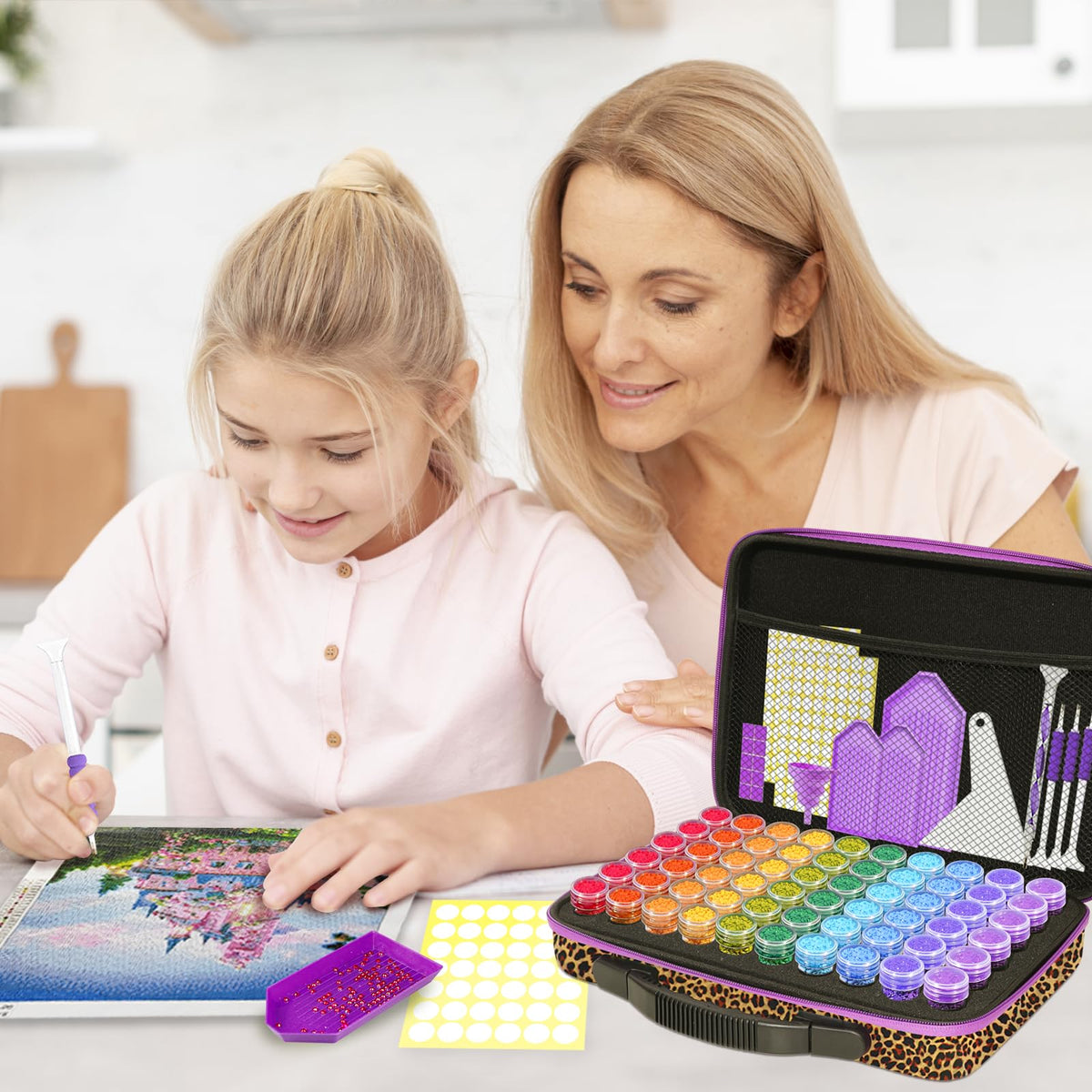 Diamond Painting Storage Case, 60 Slots Diamond Art Kits with Accessories