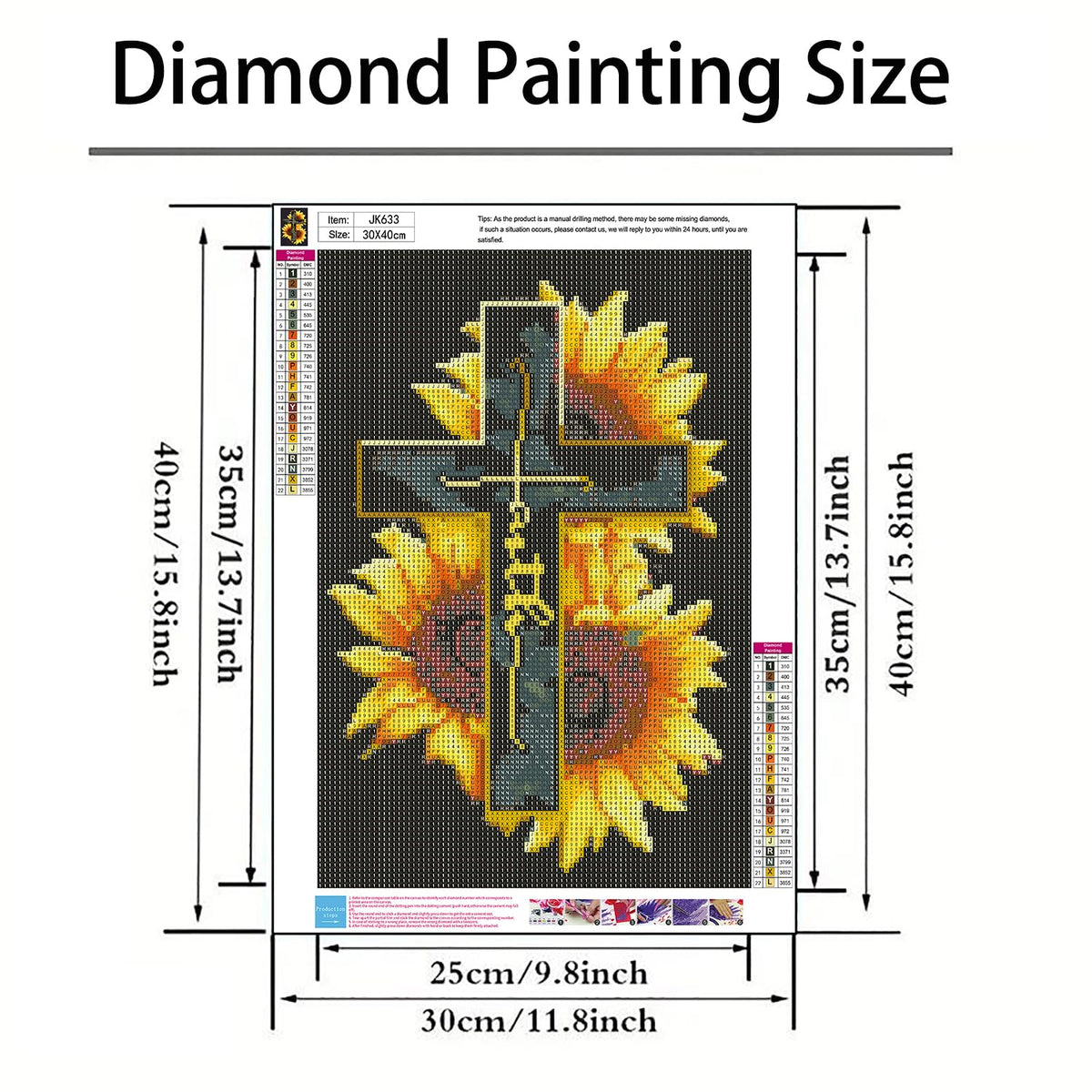 5D Diamond Painting Kit, Cross Sunflower Paint by Diamond Art Kit