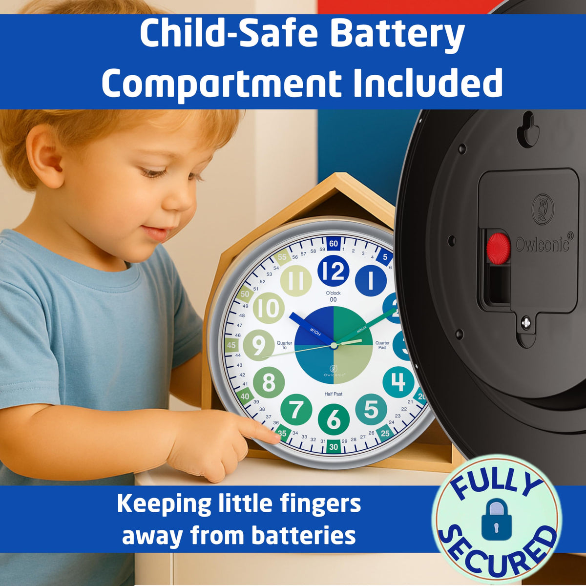 Clock for Kids – Educational Analog Learning Wall Clock, Non Ticking