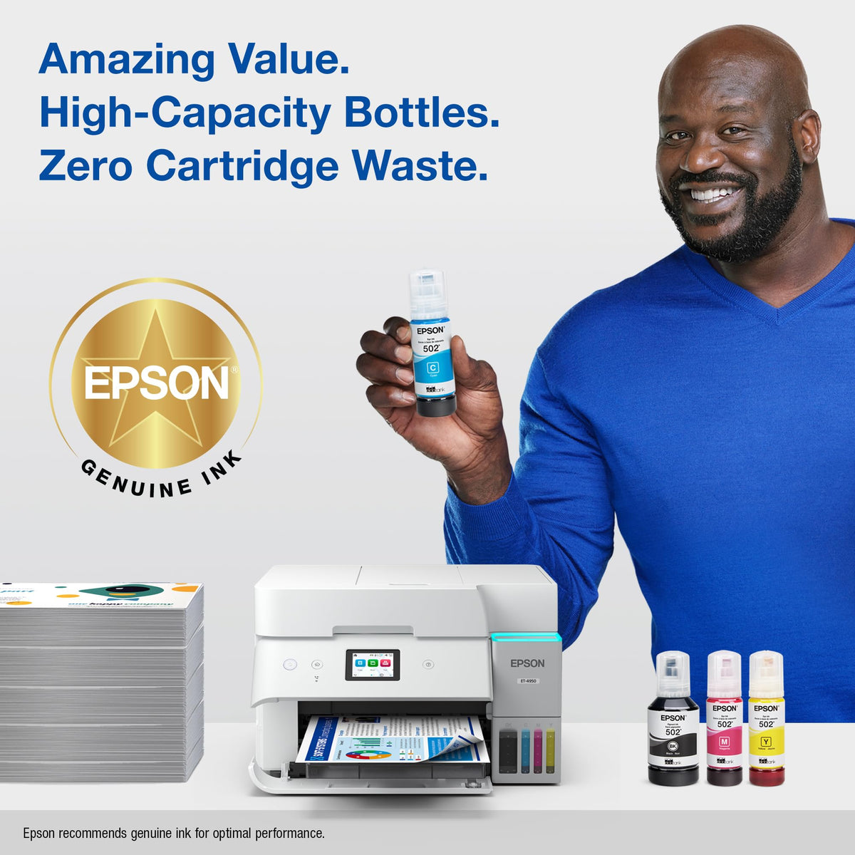 EPSON 502 EcoTank Ink Ultra-high Capacity Bottle Color Combo Pack Works with ET-2850, ET-2980, ET-2988, ET-3850, ET-3930, ET-3950, ET-4850, ET-4950 and other select EcoTank models