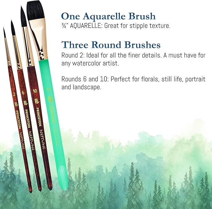 Princeton Neptune 4750 Series 4pc Watercolor Brush Set