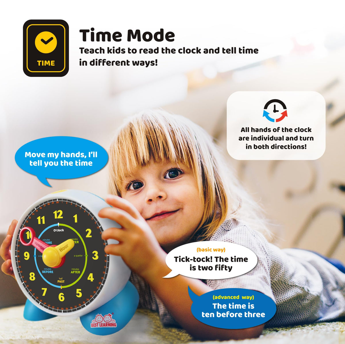 Learning Clock - Educational Talking Learn to Tell Time with Quiz