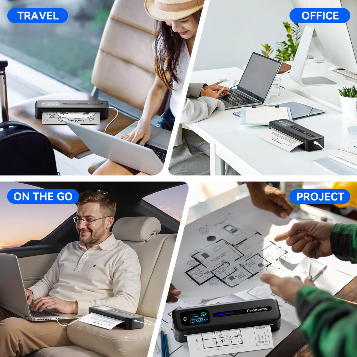 Portable Printer with Touchscreen for Travel with a Carry Case and 3 Rolls of Thermal Paper