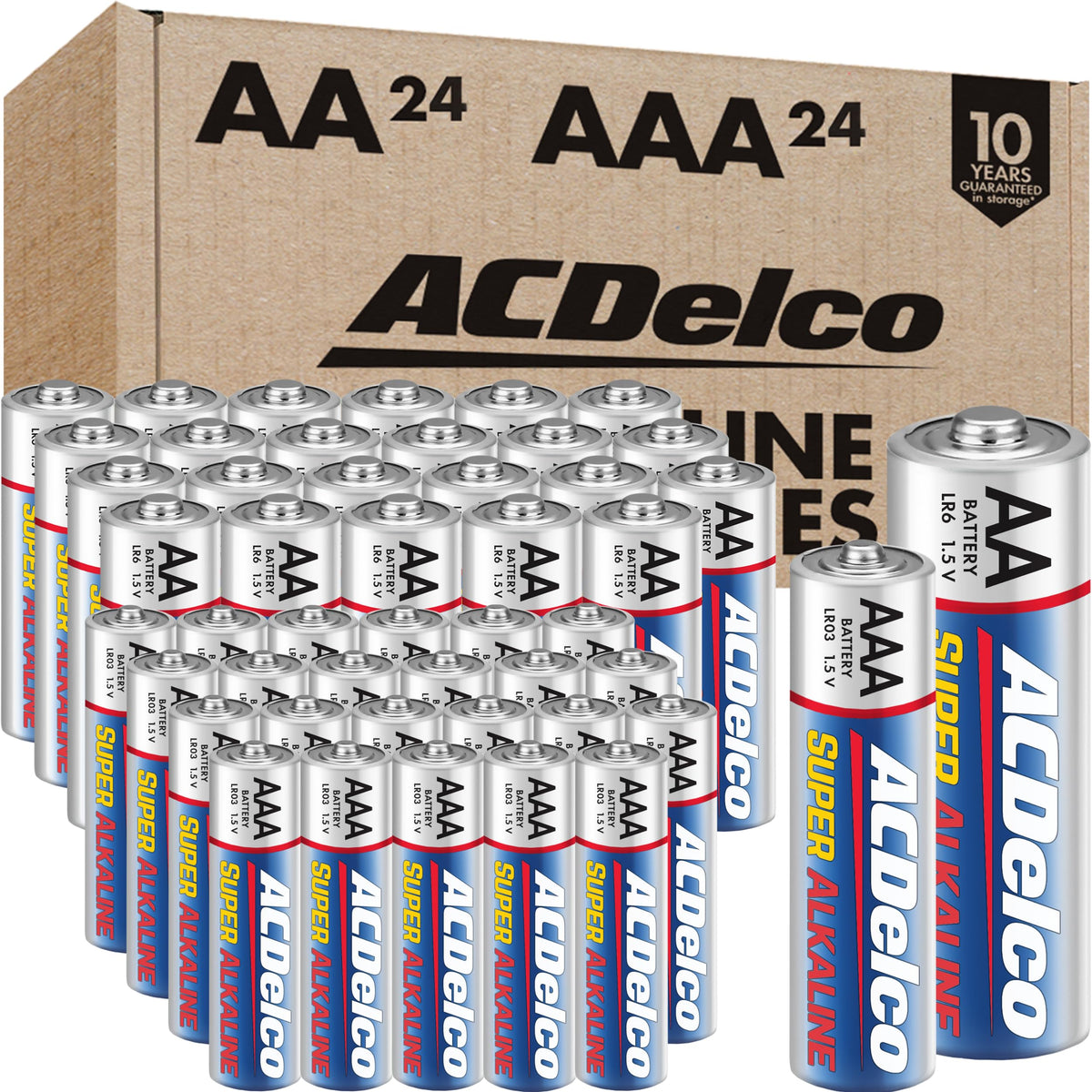 AA and AAA 48-Count Combo Pack Super Alkaline Batteries, 24-Count Each