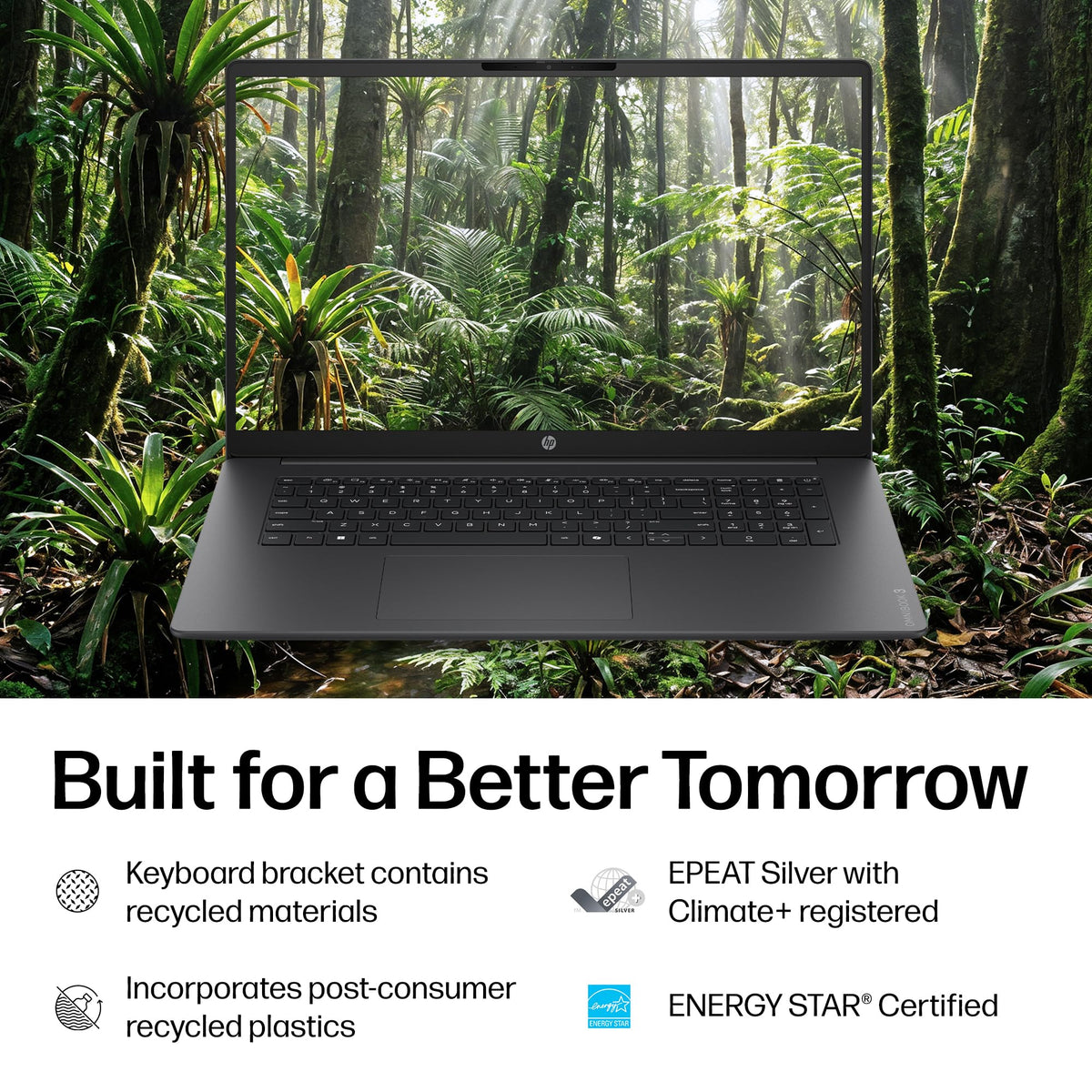 HP OmniBook 3 17.3 inch Laptop PC, FHD Display, AMD Ryzen 3 30, 8 GB RAM, 512 GB SSD, AMD Radeon 610M Graphics, Windows 11 Home, Mica Silver, 17-dp0199nr