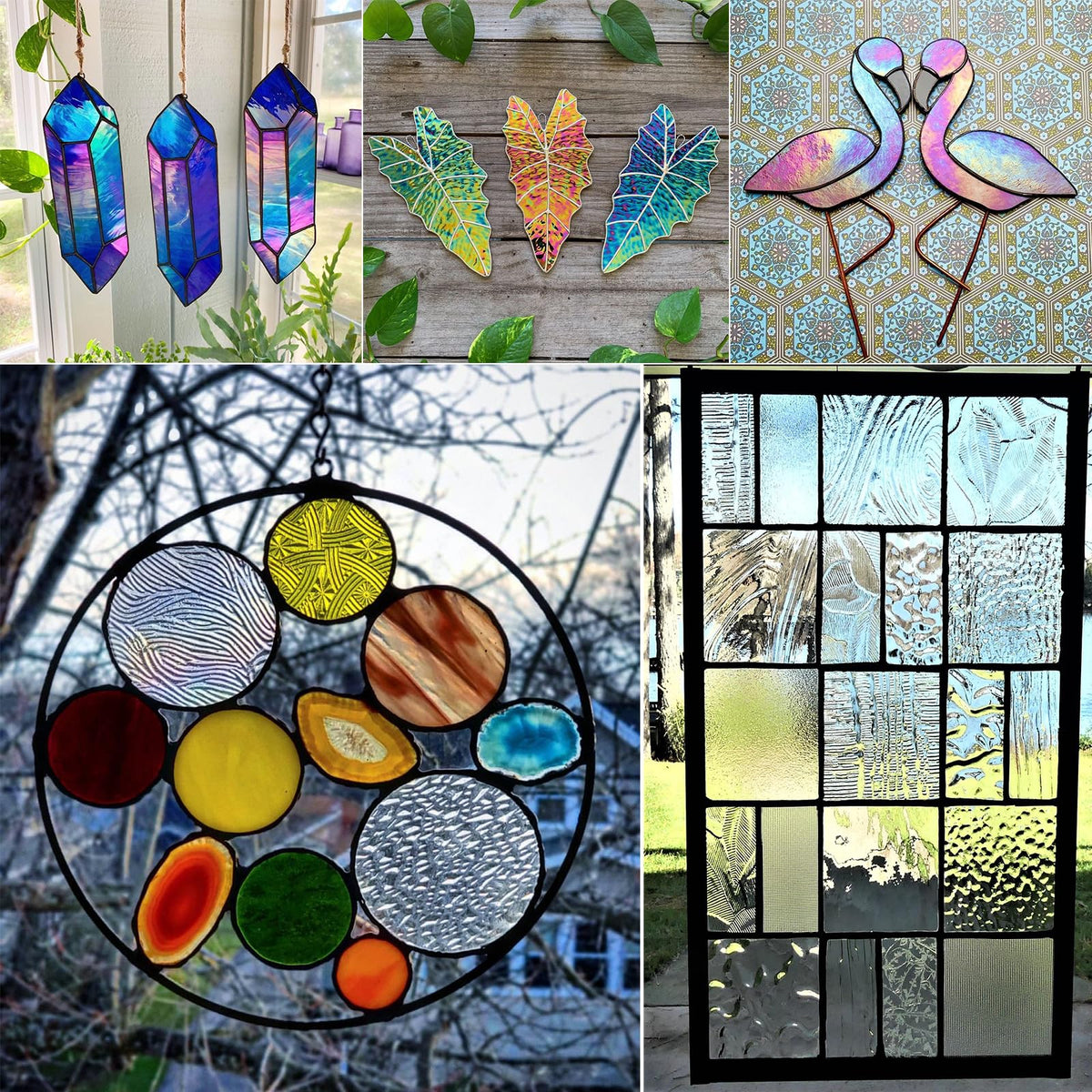 24 Sheets Iridescent Stained Glass Sheet Variety Pack