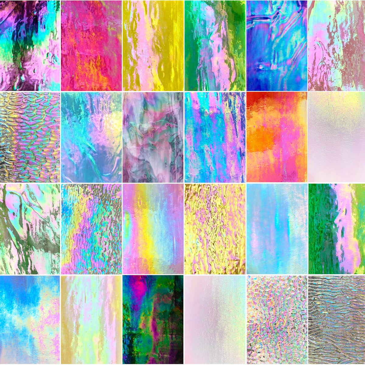 24 Sheets Iridescent Stained Glass Sheet Variety Pack