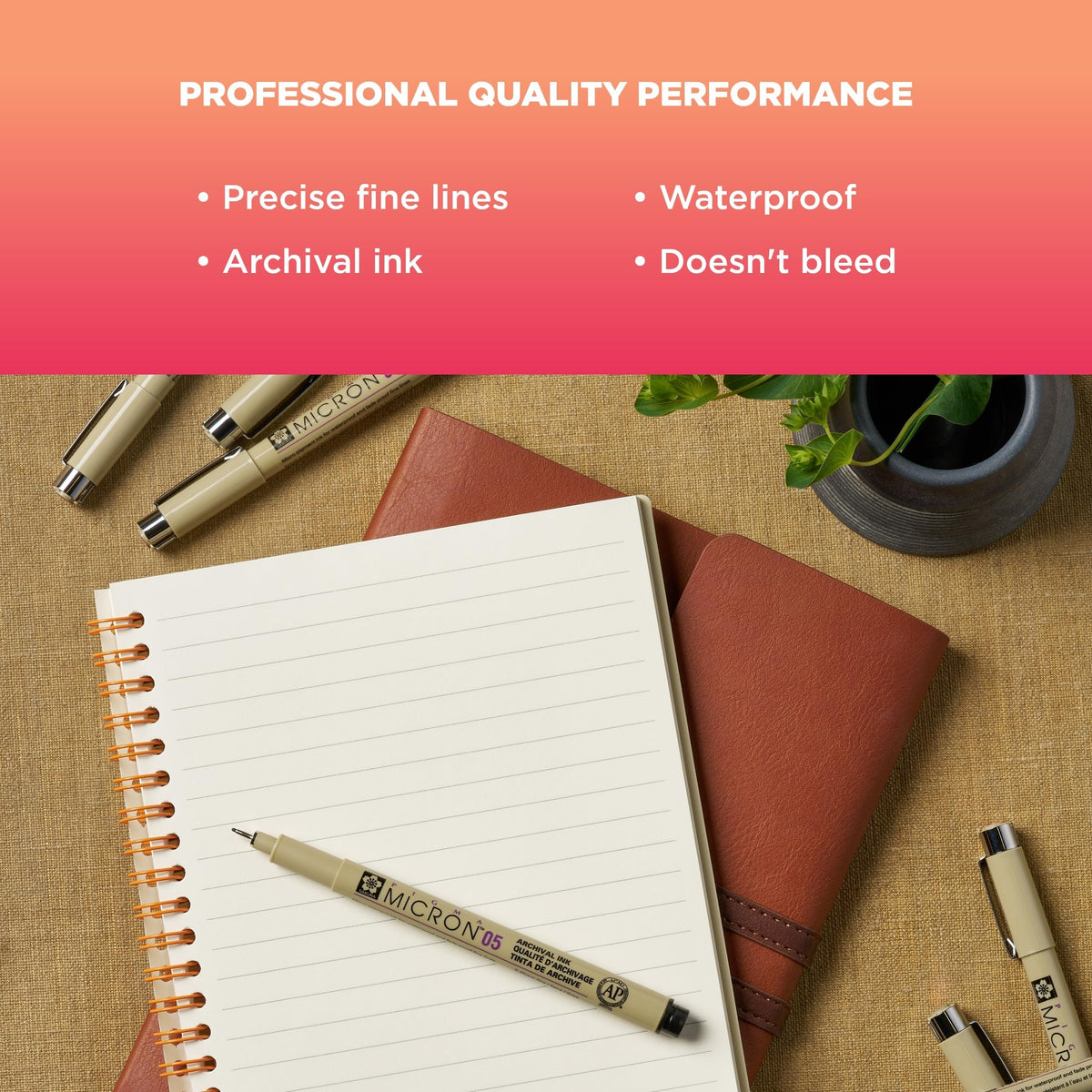 SAKURA Pigma Micron Fineliner Pens - Archival Black Ink Pens- 6 Pack