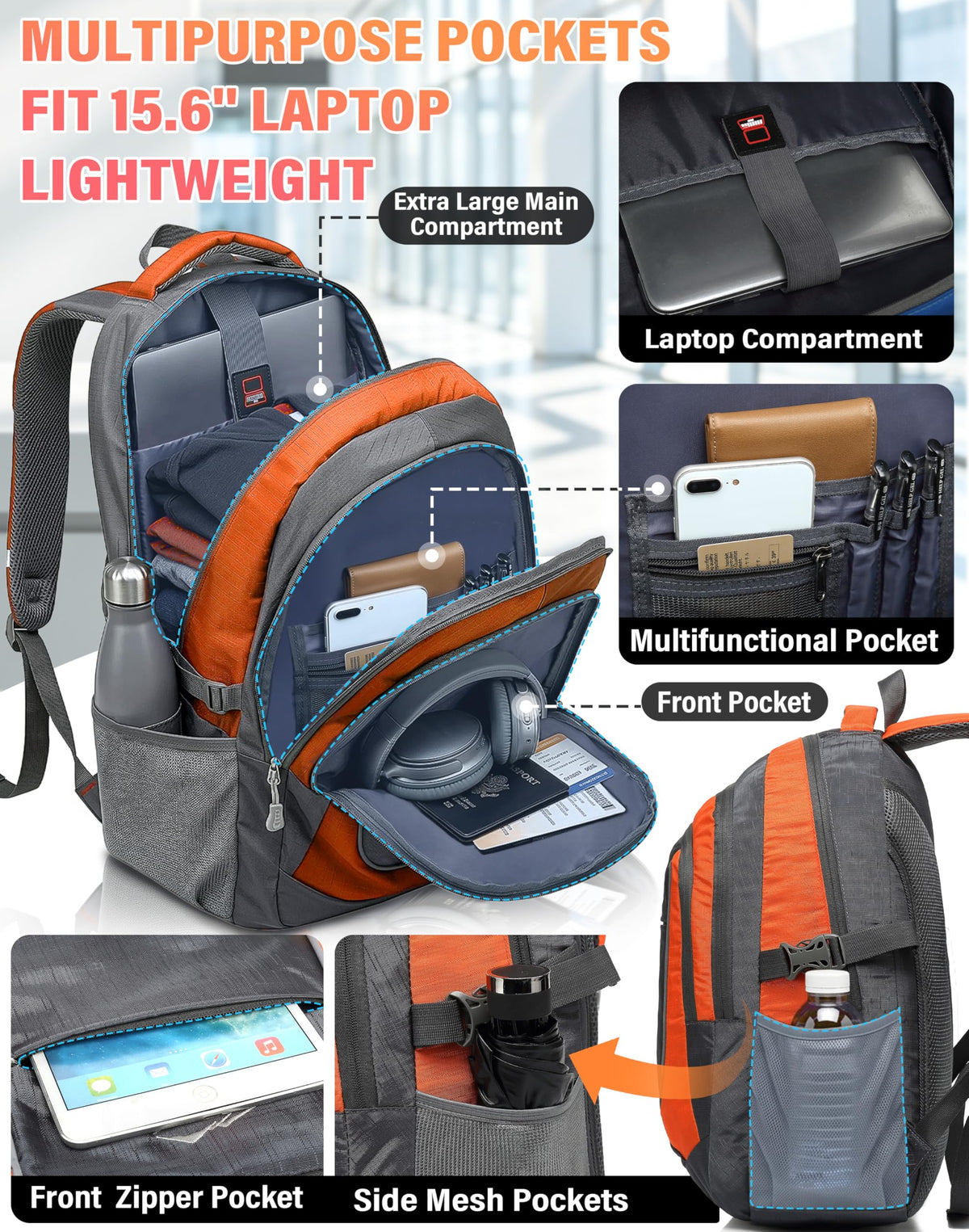 ProEtrade Backpack Bookbag Fit Laptop Up to 15.6 Inch
