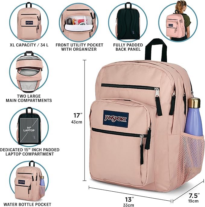 JanSport Laptop Backpack- Misty Rose